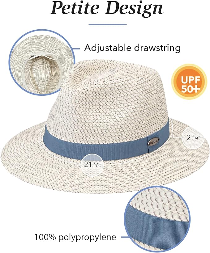 Charlie Petite Fedora Sun Hat for Women with Small Heads 50+ UPF Sun Protection