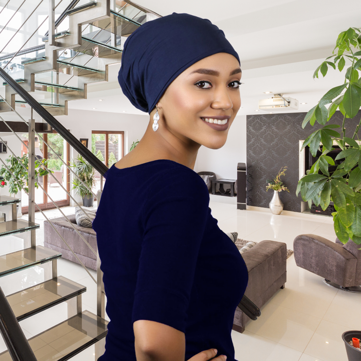 Bamboo Slouchy Beanie Turban Hat Chemo Headwear 50+ UPF Sun Protection