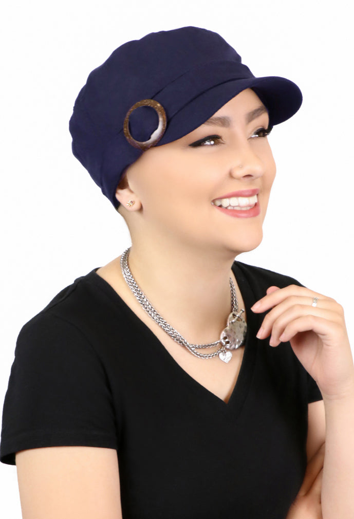 Linen Military Cadet Hat For Women Chemo Hat 50+ UPF Sun Protection