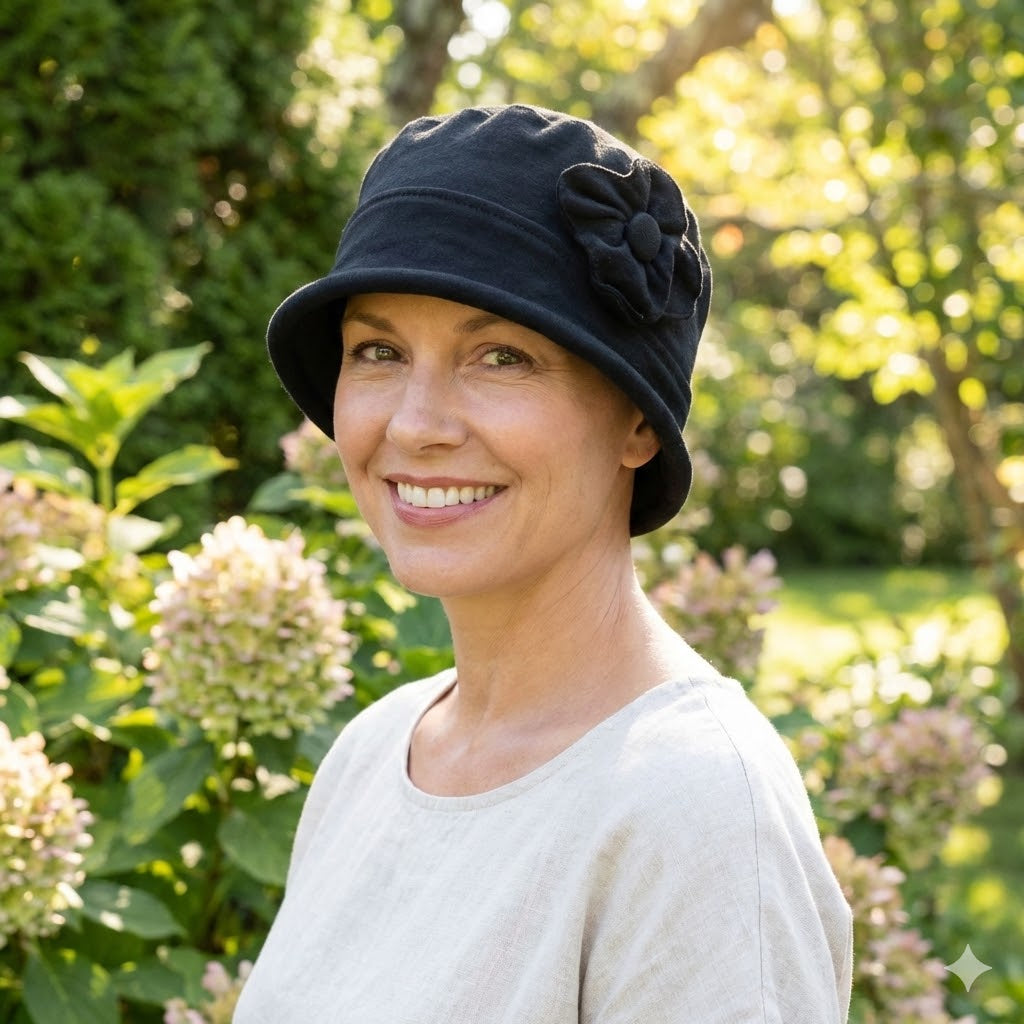 Gatsby Combed Cotton Cloche Hat for Women Chemo Headwear 50+ UPF