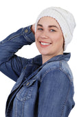 Comfy Cap Cable Knit Beanie Chemo Headwear Made From Recycled Water Bottles