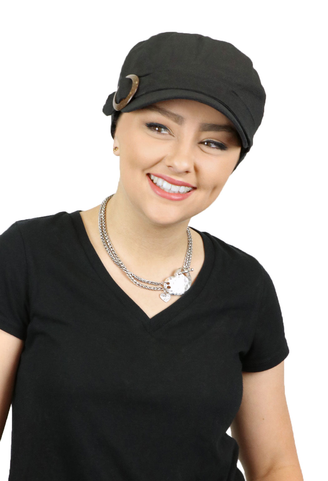 Linen Military Cadet Hat For Women Chemo Hat 50+ UPF Sun Protection