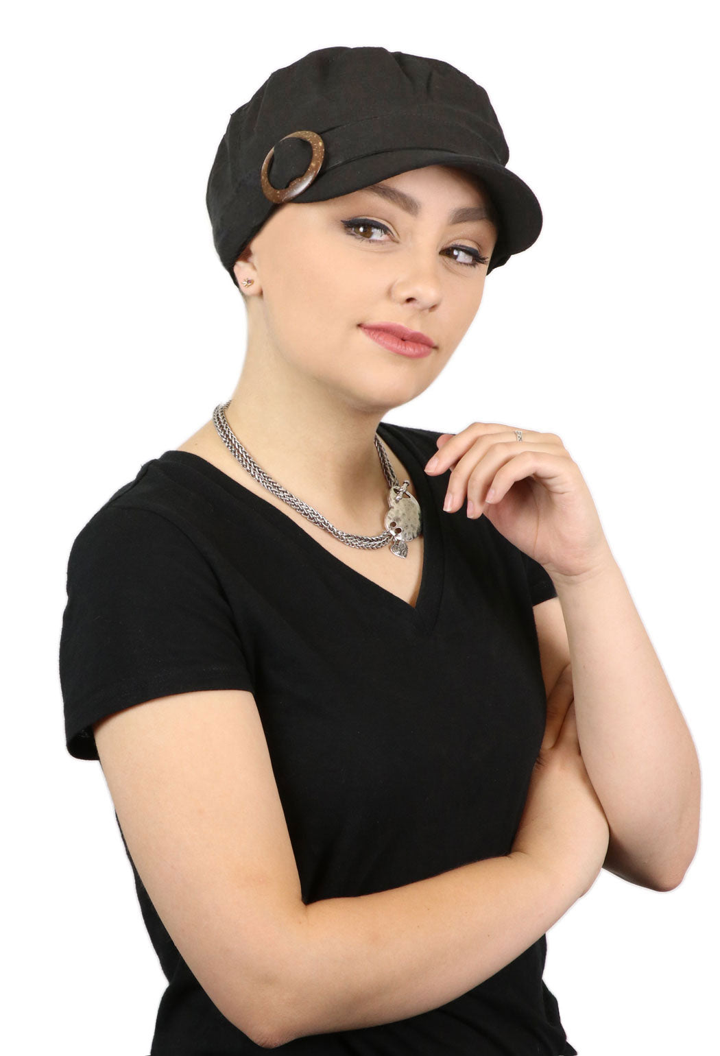 Linen Military Cadet Hat For Women Chemo Hat 50+ UPF Sun Protection