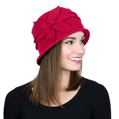 Fleece Flower Cloche Hat For Women Chemo Headwear