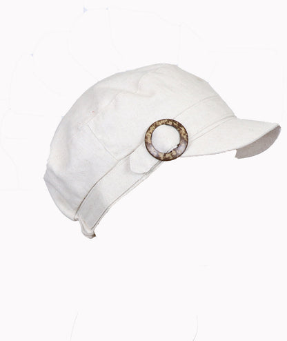 Linen Military Cadet Hat For Women Chemo Hat 50+ UPF Sun Protection