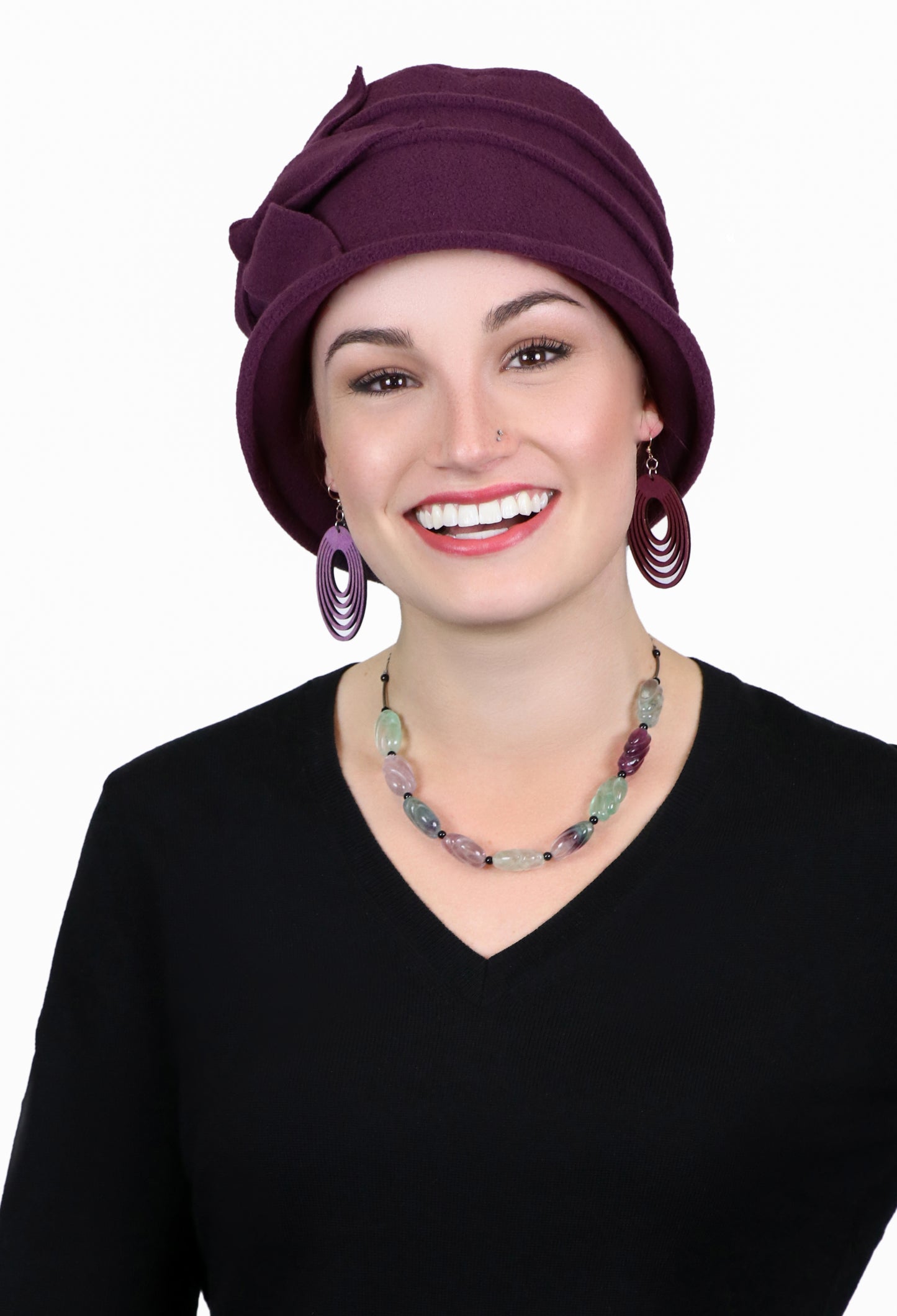 Fleece Flower Cloche Hat For Women Chemo Headwear