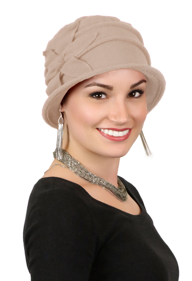 Fleece Flower Cloche Hat For Women Chemo Headwear