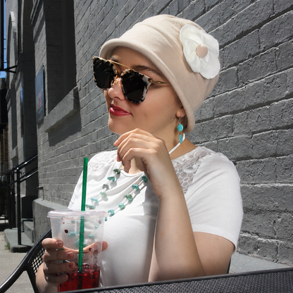 Gatsby Combed Cotton Cloche Hat for Women Chemo Headwear 50+ UPF