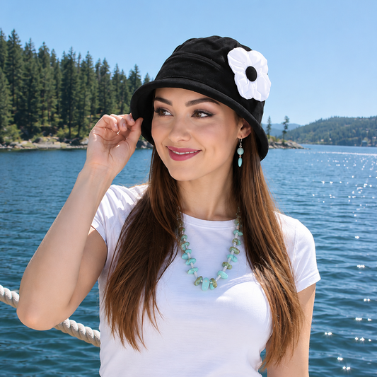 Gatsby Combed Cotton Cloche Hat for Women Chemo Headwear 50+ UPF