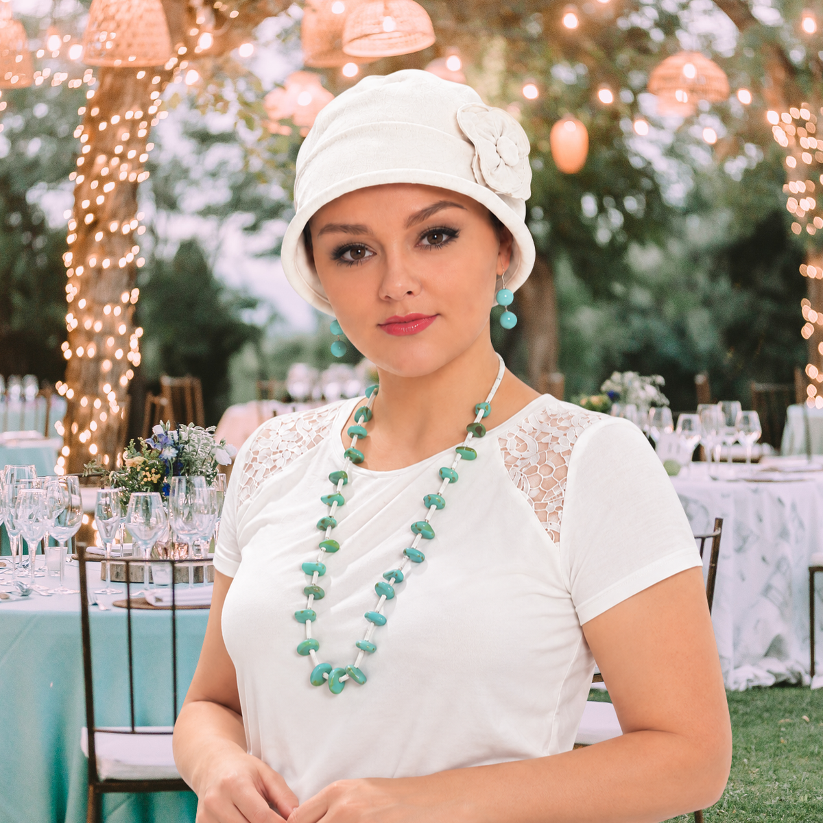 Gatsby Combed Cotton Cloche Hat for Women Chemo Headwear 50+ UPF