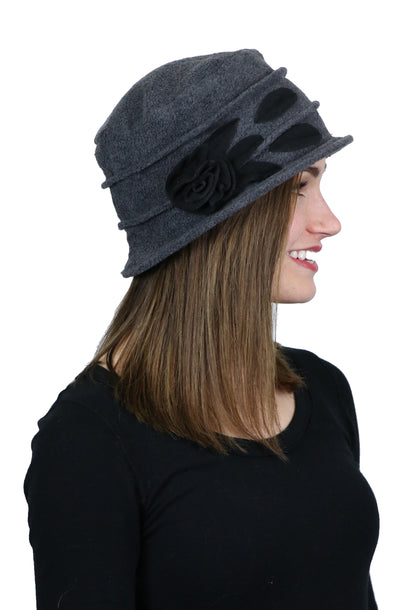 Lady Rose Fleece Cloche Hat For Women