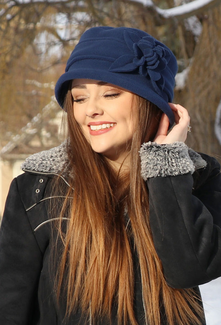 Winter Hats Women | Fleece Hats | Vintage Cloche Hats | Chemo Hat Navy Winter Hats Women | Fleece Hats | Vintage Cloche Hats | Chemo Hat Navy
