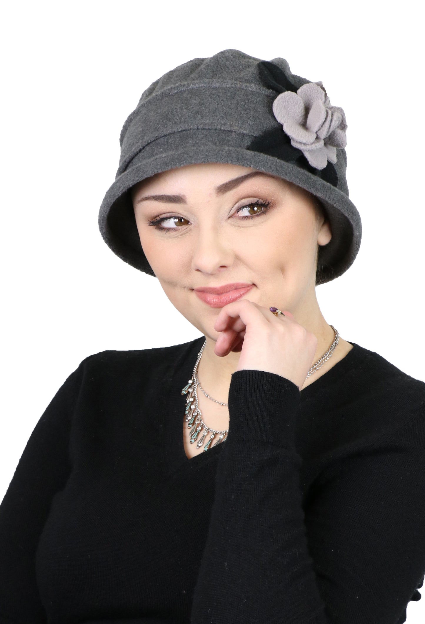 Olivia Luxury Fleece Cloche Hat For Women Double Layer Fleece