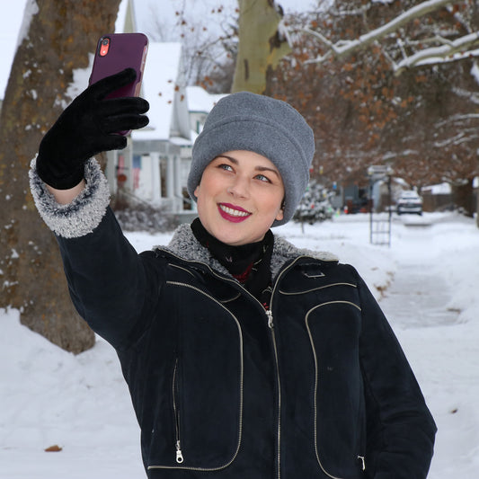Luxury Fleece Pillbox Hat for Women Chemo Headwear Winter