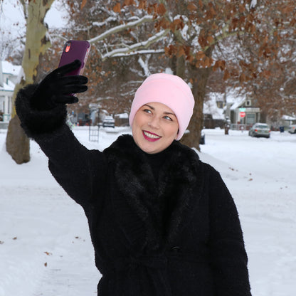 Luxury Fleece Pillbox Hat for Women Chemo Headwear Winter