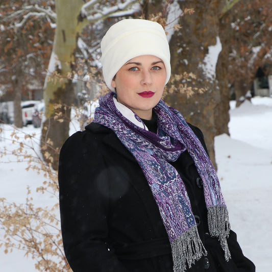 Luxury Fleece Pillbox Hat for Women Chemo Headwear Winter