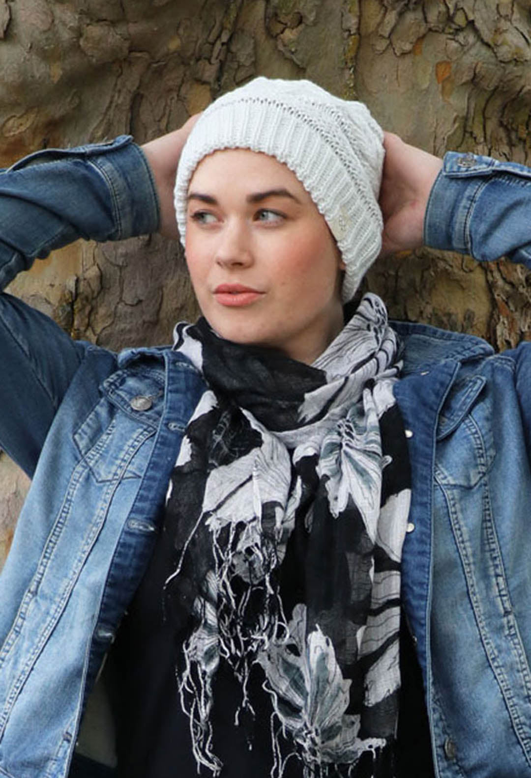 Comfy Cap Cable Knit Beanie Chemo Headwear Made From Recycled Water Bottles