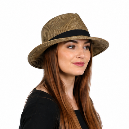 Sedona Flat Brim Fedora Sun Hat for Women 50+ UPF Medium to Large Heads Adjustable