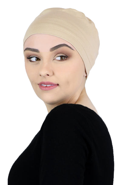 Serena Cotton Sleep Cap Casual Beanie for Women with Small Heads 50+ UPF Sun Protection