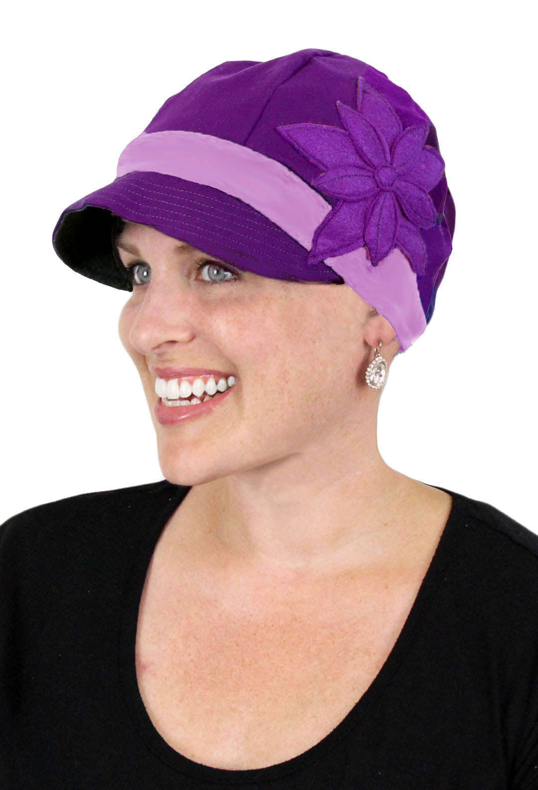 Whimsy Soft Cotton Hat Chemo Headwear for Women Plum Crazy 50+UPF