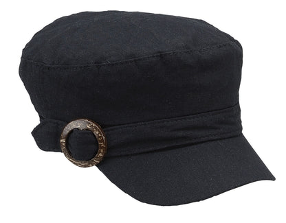 Linen Military Cadet Hat For Women Chemo Hat 50+ UPF Sun Protection