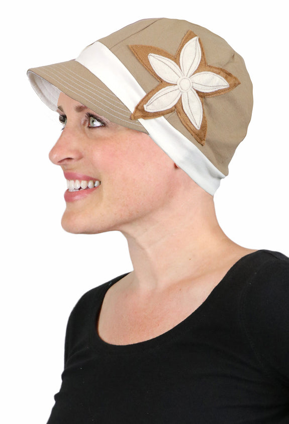 Whimsy Soft Cotton Hat Chemo Headwear for Women Americano With Cream 50+UPF