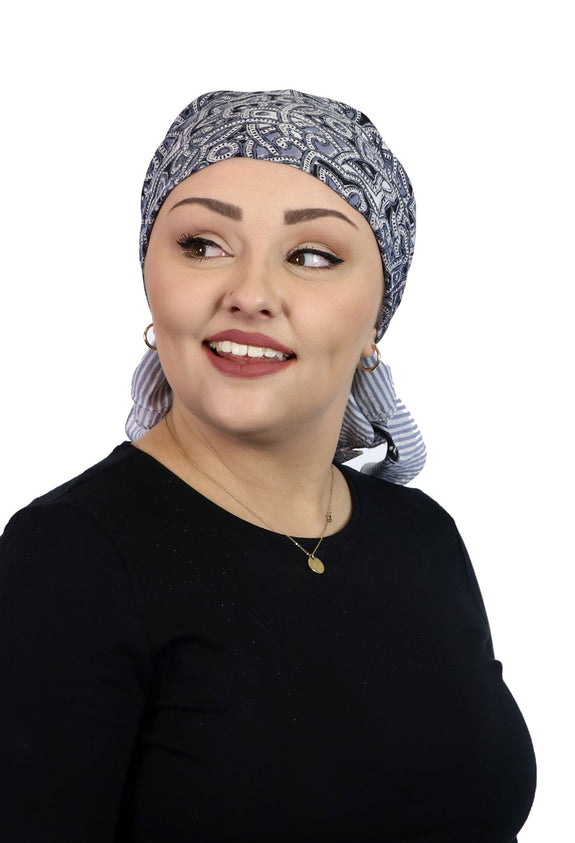 Aravalli Cotton Head Scarf Chemo Headwear for Women Moroccan Grey