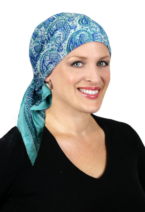 Aravalli Cotton Head Scarf Chemo Headwear for Women Sea Swirl