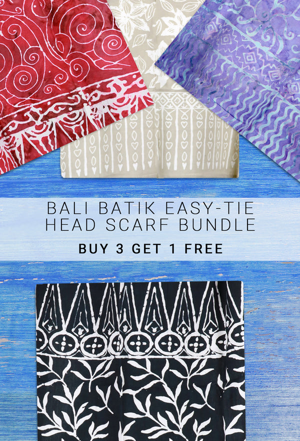 Bali Batik Easy-Tie Head Scarves — Buy 3 Get 1 Free