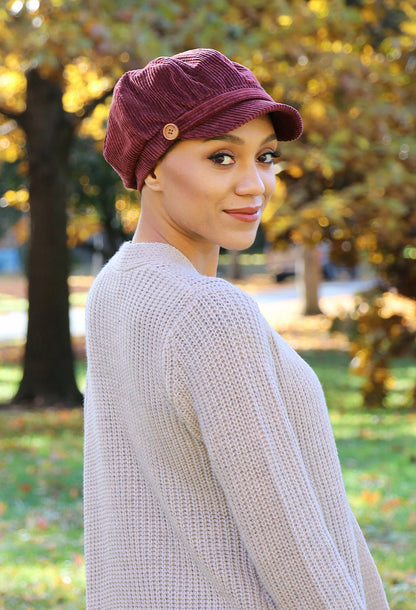 Brianna Corduroy Newsboy Cabbie Hat for Women