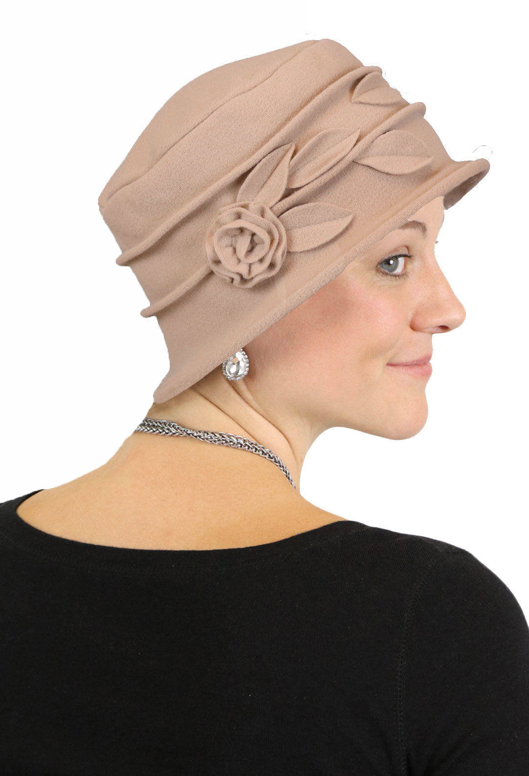 Lady Rose Fleece Cloche Hat For Women