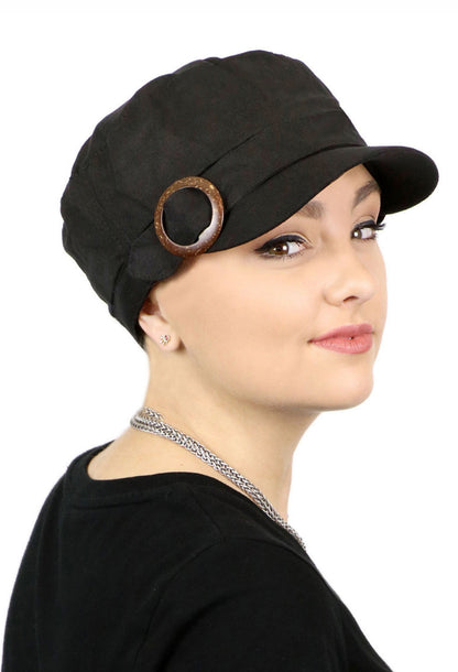 Linen Military Cadet Hat For Women Chemo Hat 50+ UPF Sun Protection