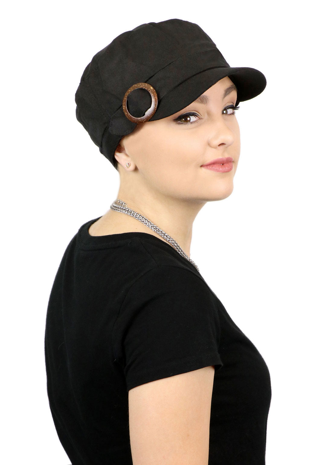 Linen Military Cadet Hat For Women Chemo Hat 50+ UPF Sun Protection