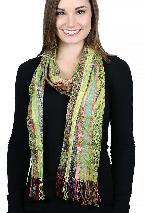 Silk / Viscose / Lycra Stretchy Scarf Parrot Green