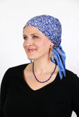Aravalli Cotton Head Scarf Chemo Headwear for Women Moroccan Blue