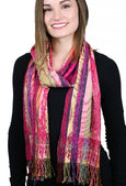 Silk / Viscose / Lycra Stretchy Scarf By Rapti Fashion "Showgirl" Fuchsia Print