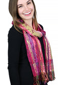 Silk / Viscose / Lycra Stretchy Scarf By Rapti Fashion "Showgirl" Fuchsia Print