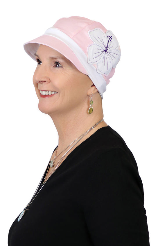 Whimsy Soft Cotton Baseball Cap Chemo Headwear 50+ UPF In the Pink