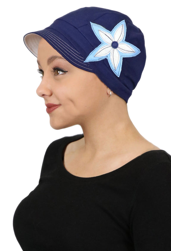 Whimsy Cotton Chemo Hat for Women Blue Moon 50+UPF