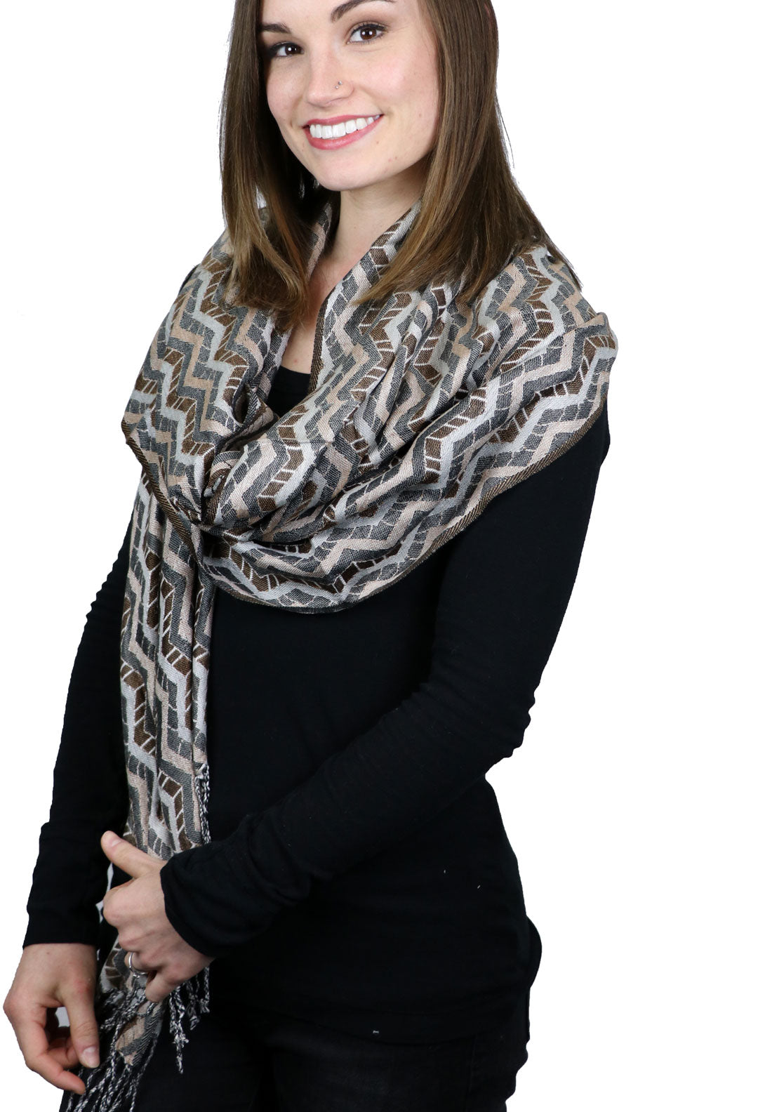 Zig-Zag Pashmina Cashmere / Silk Scarf Wrap Closeout!