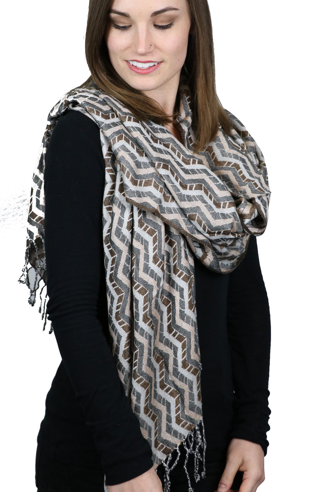 Zig-Zag Pashmina Cashmere / Silk Scarf Wrap Closeout!