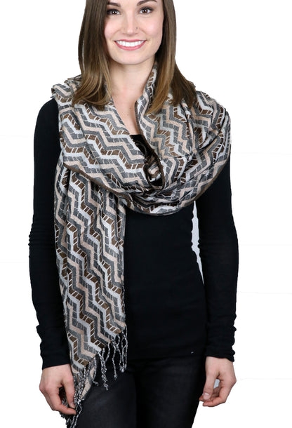 Zig-Zag Pashmina Cashmere / Silk Scarf Wrap Closeout!