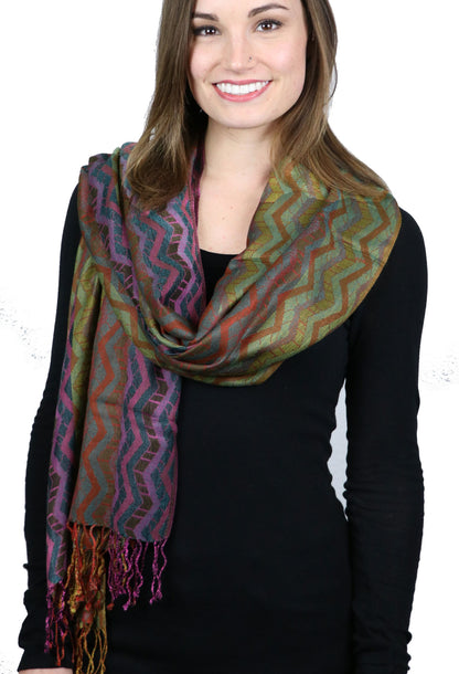 Zig-Zag Pashmina Cashmere / Silk Scarf Wrap Closeout!