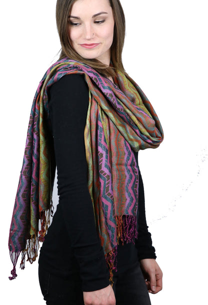 Zig-Zag Pashmina Cashmere / Silk Scarf Wrap Closeout!